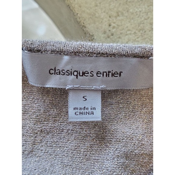 Classiques Entier Women's Beige Shimmer Long Sleeve Cowl Neck Sweater Size S - Picture 5 of 6